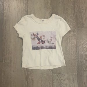 brandy melville butterfly baby tee size small/one size
